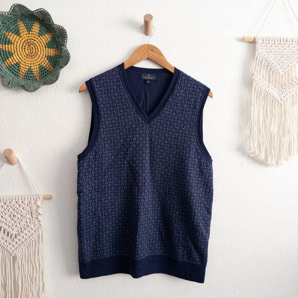 Brooks Brothers Men's Extra Fine Merino Wool Blue Pullover Sweater Vest Large - Picture 1 of 5